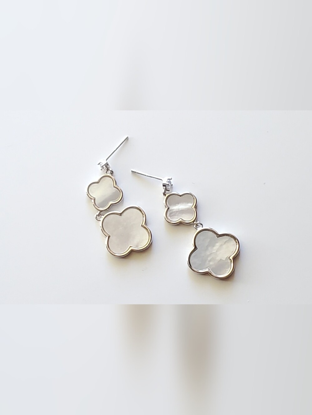 Mother-of-Pearl Clover Drop Earrings